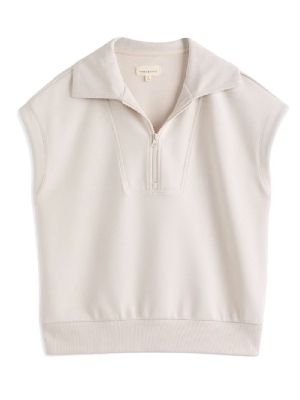 Thread & Supply Taupe Short Sleeve Scuba Knit Top